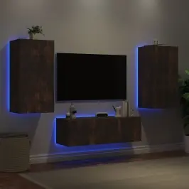 Tv Sienas Skapīši Ar Led, 3 Gab., Ozolkoka Krāsa Vidaxl