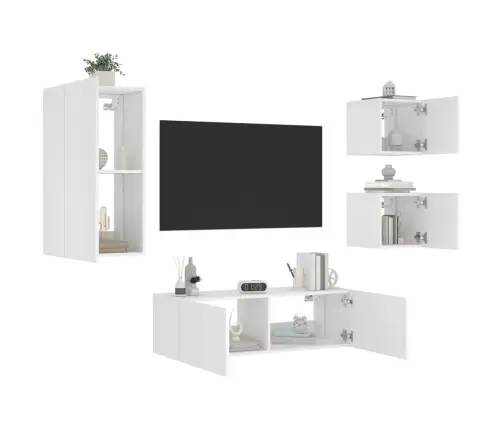 4-Osaline Telerikappide Komplekt Led-Tuledega, Valge