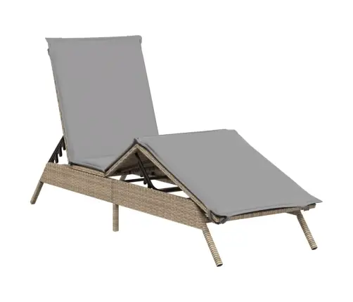 Päevitustool Koos Istmepadjaga, Beež, Polürotang