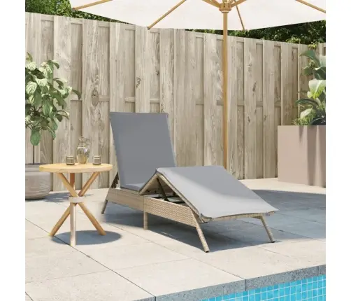 Päevitustool Koos Istmepadjaga, Beež, Polürotang