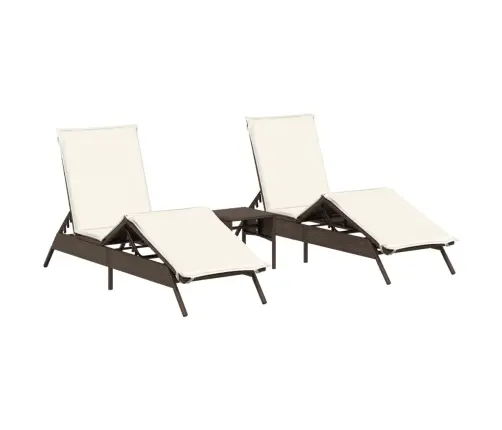 Sauļošanās Zviļņi, 2 Gab., Ar Galdiņu, Brūna Pe Rotangpalma Vidaxl Sauļošanās Zviļņi, 2 Gab., Ar Galdiņu, Brūna Pe Rotangpalma Vidaxl