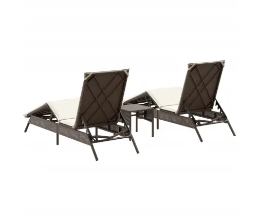 Sauļošanās Zviļņi, 2 Gab., Ar Galdiņu, Brūna Pe Rotangpalma Vidaxl Sauļošanās Zviļņi, 2 Gab., Ar Galdiņu, Brūna Pe Rotangpalma Vidaxl