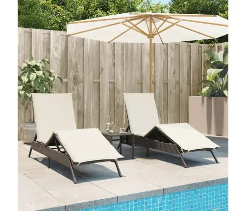 Sauļošanās Zviļņi, 2 Gab., Ar Galdiņu, Brūna Pe Rotangpalma Vidaxl Sauļošanās Zviļņi, 2 Gab., Ar Galdiņu, Brūna Pe Rotangpalma Vidaxl