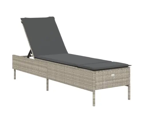 Saulės Gultas Su Pagalvėlėmis, Šviesiai Pilkas, Poliratanas Saulės Gultas Su Pagalvėlėmis, Šviesiai Pilkas, Poliratanas