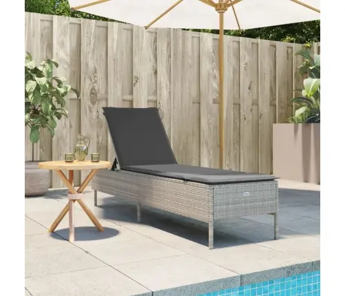 Saulės Gultas Su Pagalvėlėmis, Šviesiai Pilkas, Poliratanas Saulės Gultas Su Pagalvėlėmis, Šviesiai Pilkas, Poliratanas