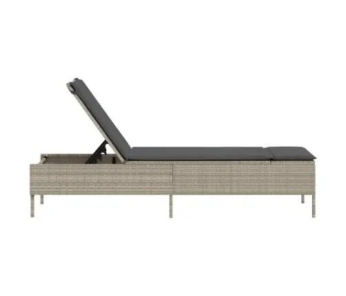 Saulės Gultas Su Pagalvėlėmis, Šviesiai Pilkas, Poliratanas Saulės Gultas Su Pagalvėlėmis, Šviesiai Pilkas, Poliratanas
