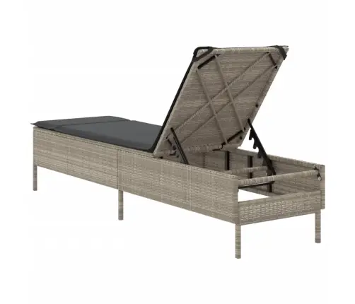 Saulės Gultas Su Pagalvėlėmis, Šviesiai Pilkas, Poliratanas Saulės Gultas Su Pagalvėlėmis, Šviesiai Pilkas, Poliratanas