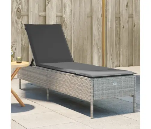 Saulės Gultas Su Pagalvėlėmis, Šviesiai Pilkas, Poliratanas Saulės Gultas Su Pagalvėlėmis, Šviesiai Pilkas, Poliratanas