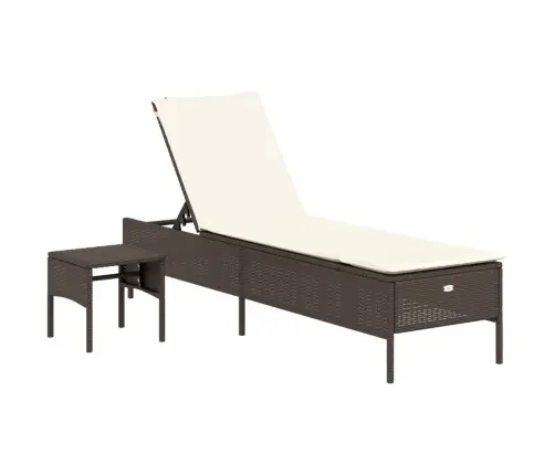 Sauļošanās Zvilnis Ar Galdiņu Un Matraci, Brūna, Pe Rotangpalma Vidaxl