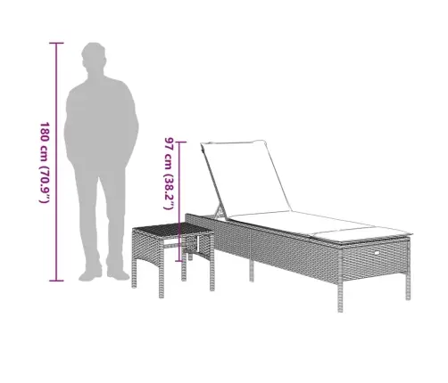 Sauļošanās Zvilnis Ar Galdiņu Un Matraci, Brūna, Pe Rotangpalma Vidaxl