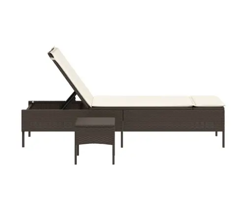Sauļošanās Zvilnis Ar Galdiņu Un Matraci, Brūna, Pe Rotangpalma Vidaxl