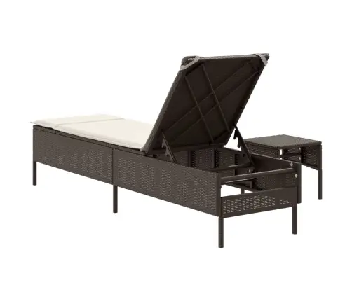 Sauļošanās Zvilnis Ar Galdiņu Un Matraci, Brūna, Pe Rotangpalma Vidaxl