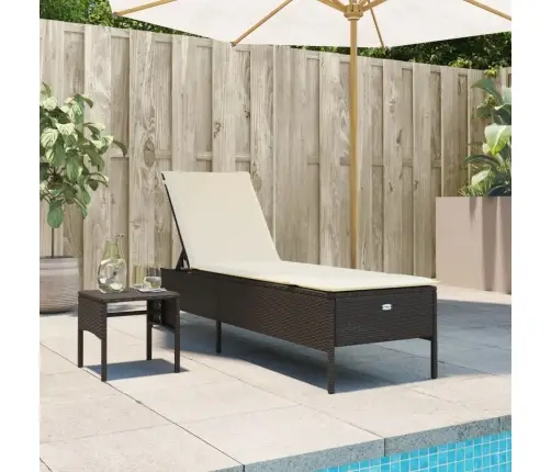 Sauļošanās Zvilnis Ar Galdiņu Un Matraci, Brūna, Pe Rotangpalma Vidaxl