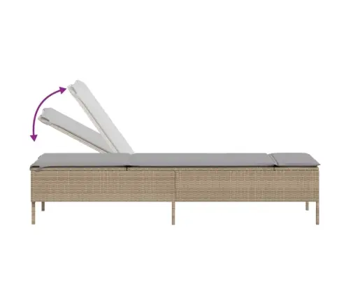 Sauļošanās Zvilnis Ar Galdiņu Un Matraci, Bēša, Pe Rotangpalma Vidaxl