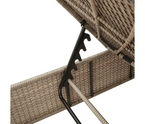 Sauļošanās Zvilnis Ar Galdiņu Un Matraci, Bēša, Pe Rotangpalma Vidaxl