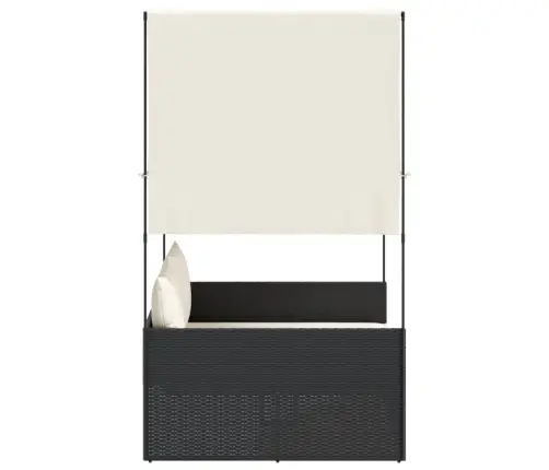 Divvietīgs Sauļošanās Krēsls Ar Jumtu Un Aizkariem, Melns Pe Vidaxl