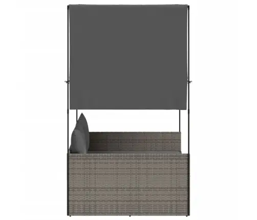 Divvietīgs Sauļošanās Krēsls Ar Jumtu Un Aizkariem, Pelēka Pe Vidaxl