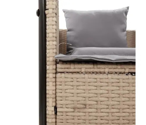 Kahekohaline Päevitustool Katuse Ja Kardinatega, Beež, Rotang