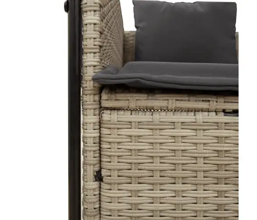 Kahekohaline Päevitustool Katuse Ja Kardinatega Helehall Rotang