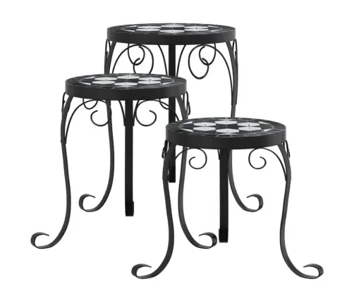 Augu Galdi, 3 Gab., Melni Ar Baltu, Keramika Vidaxl