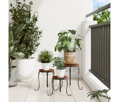 Augu Galdi, 3 Gab., Sarkanbrūni Ar Baltu, Keramika Vidaxl