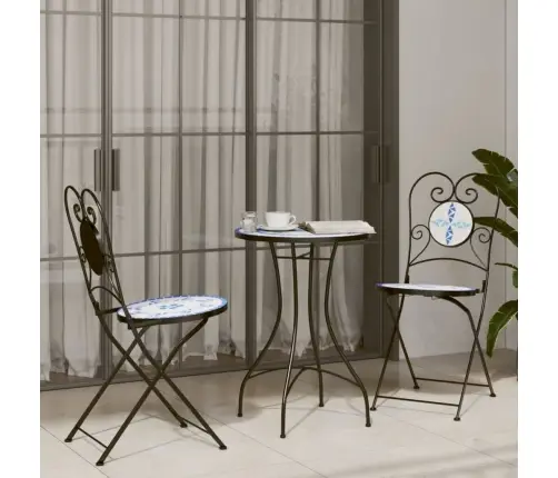 Mozaikinis Bistro Staliukas, Mėlynas/Baltas, 50X70cm Keramika Mozaikinis Bistro Staliukas, Mėlynas/Baltas, 50X70cm Keramika