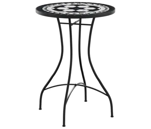 Mozaīkas Bistro Galds, Ø50X70 Cm, Melns Ar Baltu, Keramika Vidaxl