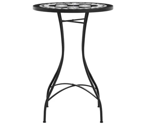 Mozaīkas Bistro Galds, Ø50X70 Cm, Melns Ar Baltu, Keramika Vidaxl