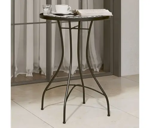 Mozaīkas Bistro Galds, Ø50X70 Cm, Melns Ar Baltu, Keramika Vidaxl