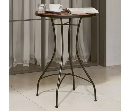 Mozaīkas Bistro Galds, Ø50X70Cm, Sarkanbrūns Ar Baltu, Keramika Vidaxl