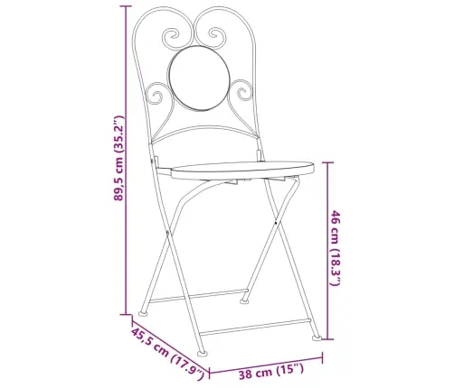 Bistro Krēsli, Salokāmi, 2 Gab., Sarkanbrūni, Keramika Vidaxl