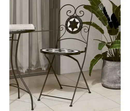 Sulankstomos Bistro Kėdės, 2Vnt., Juodos Ir Baltos, Keramika