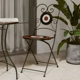 Bistro Krēsli, Salokāmi, 2 Gab., Sarkanbrūni Ar Baltu, Keramika Vidaxl