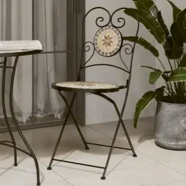 Bistro Krēsli, Salokāmi, 2 Gab., Sarkanbrūni Ar Baltu, Keramika Vidaxl