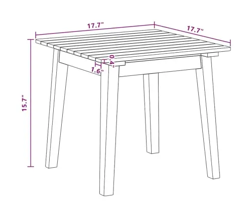 Sānu Galds 45X45X40 Cm Cietais Akāciju Koks Vidaxl