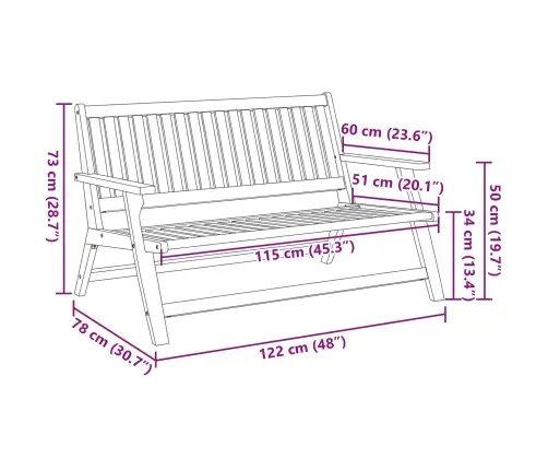 Dārza Sols 122.5X77X74 Cm Masīvkoks No Akācijas Vidaxl