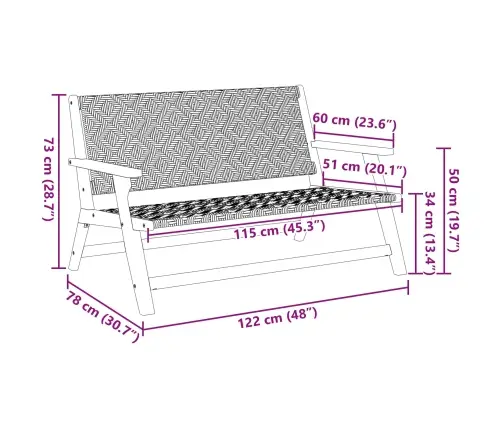 Aia Mööbel Must Ja Valge 122 X 78 X 73 Cm Tugev Akatsiapuu