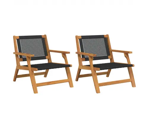 Dārza Krēsli 2 Gabali Melnā Krāsā 76X67X73.5 Cm No Masīvkoka Akācijas Vidaxl