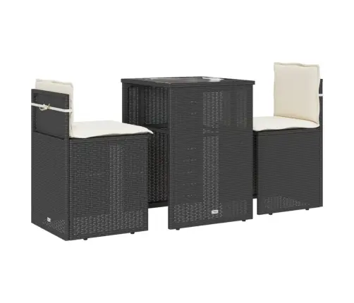 3-Osaline Bistrookomplekt Patjadega, Must, Polürotang