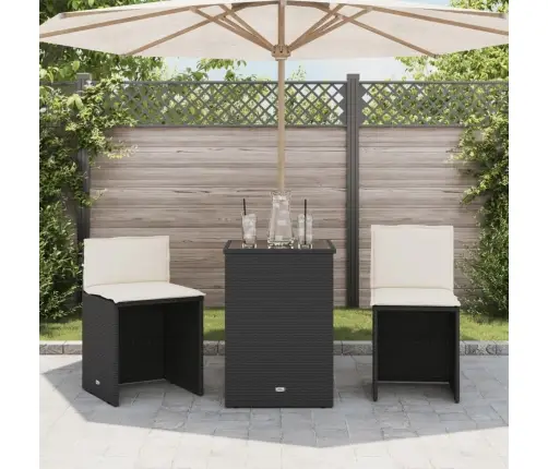 3-Osaline Bistrookomplekt Patjadega, Must, Polürotang