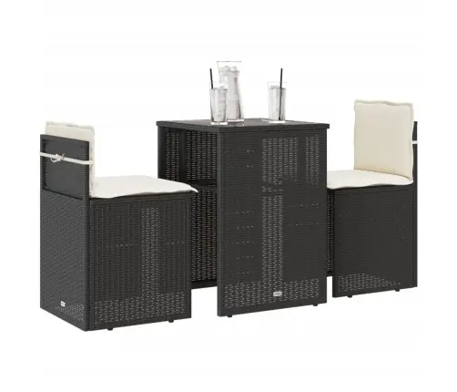 3-Osaline Bistrookomplekt Patjadega, Must, Polürotang