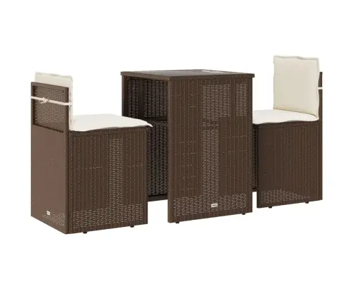 3-Osaline Aia Bistrookomplekt Patjadega, Pruun, Polürotang