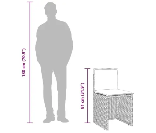 3-Osaline Aia Bistrookomplekt Patjadega, Pruun, Polürotang
