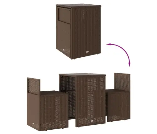 3-Osaline Aia Bistrookomplekt Patjadega, Pruun, Polürotang