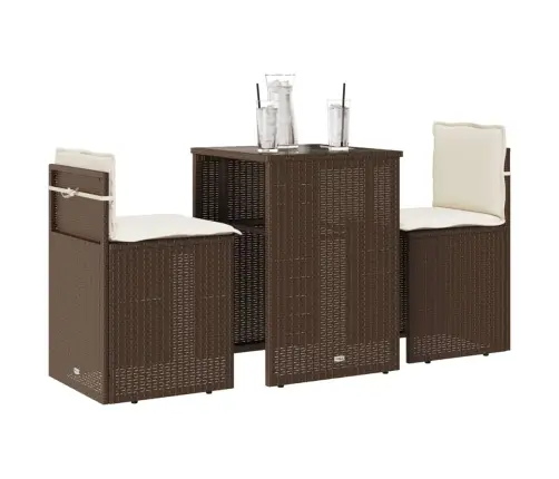 3-Osaline Aia Bistrookomplekt Patjadega, Pruun, Polürotang