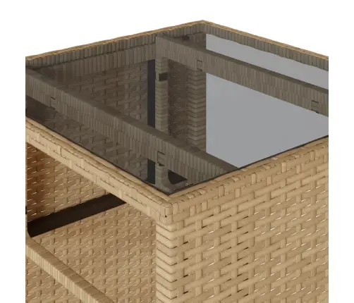 3-Daļīgs Bistro Mēbeļu Komplekts, Matrači, Bēša Pe Rotangpalma Vidaxl