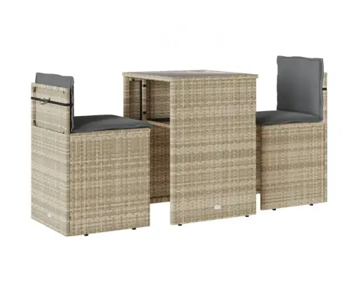 Bistro Komplektas Su Pagalvėlėmis, 3 Dalių, Pilkas, Poliratanas