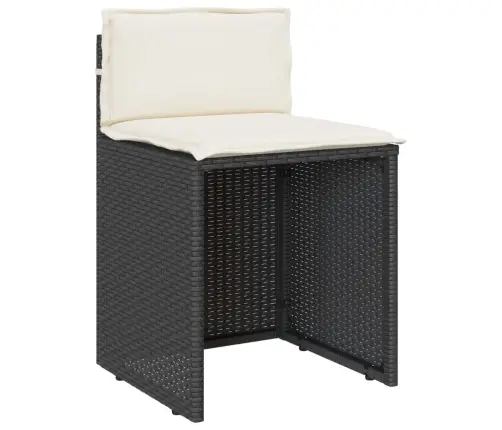 3-Daļīgs Bistro Mēbeļu Komplekts, Matrači, Melna Pe Rotangpalma Vidaxl