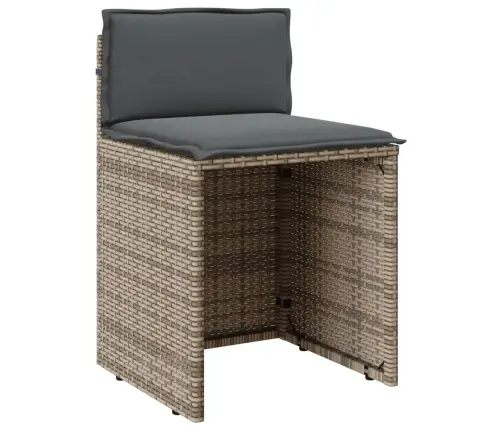 3-Daļīgs Bistro Mēbeļu Komplekts, Matrači,Pelēka Pe Rotangpalma Vidaxl