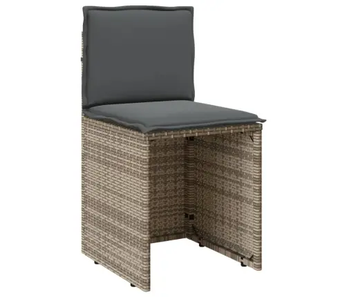 3-Daļīgs Bistro Mēbeļu Komplekts, Matrači,Pelēka Pe Rotangpalma Vidaxl